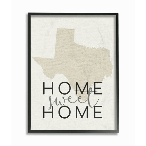 Stupell  Home Sweet Home Texas Typography Framed Giclee Texturized Art 11 x 14