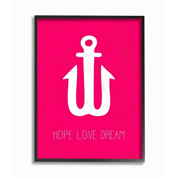 Stupell Hope Love Dream Neon Anchor Framed Giclee Texturized Art 11 x 14