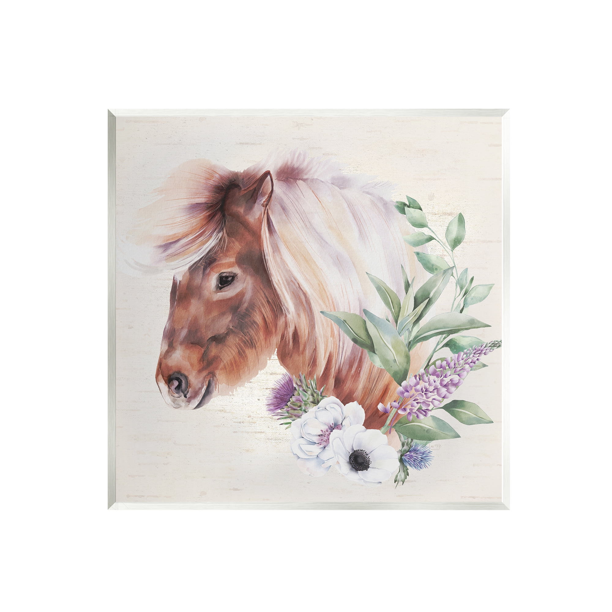 Stupell Horse Portrait Lilac Blossom Bouquet Animals & Insects Painting Wall Plaque Unframed Art Print Wall Art