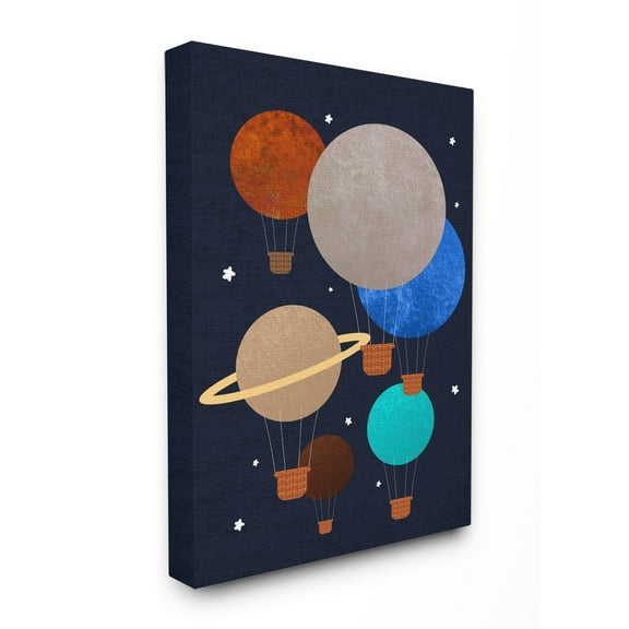 Stupell Hot Air Balloon Planets Stretched Canvas Wall Art 16 x 20