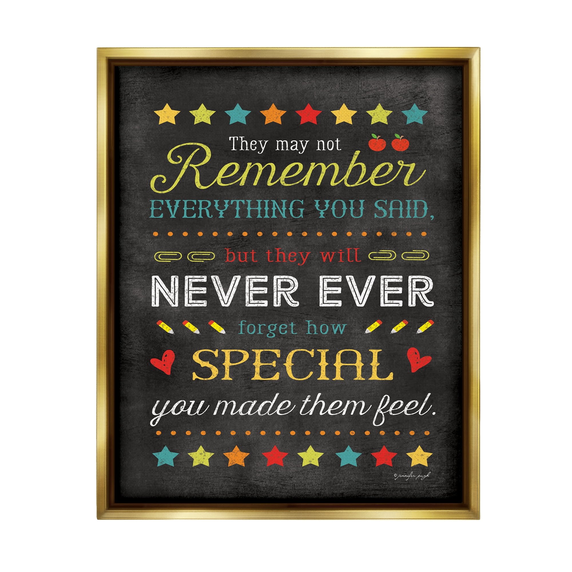 Stupell How Special You Made Them Feel Teacher Inspirational Painting Gold Floater Framed Art Print Wall Art