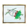 thumbnail image 1 of Stupell Hula Turtle Funny Tortoise Landscape Painting Gold Floater Framed Art Print Wall Art, 1 of 6