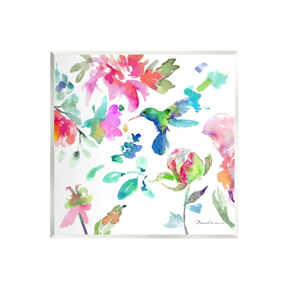 Stupell Hummingbird Vivid Tree Blossoms Animals & Insects Painting Wall Plaque Unframed Art Print Wall Art