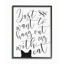 Stupell I Just Want to Hang Out With My Cat Framed Giclee Texture Art 11 x 14