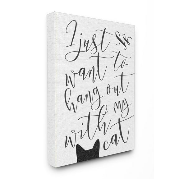 Stupell I Just Want to Hang Out With My Cat Stretched Canvas Wall Art 30 x 40