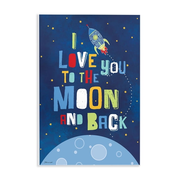 Stupell 'I Love You Moon and Back' Multicolored Rocket Ship Wall Plaque Art