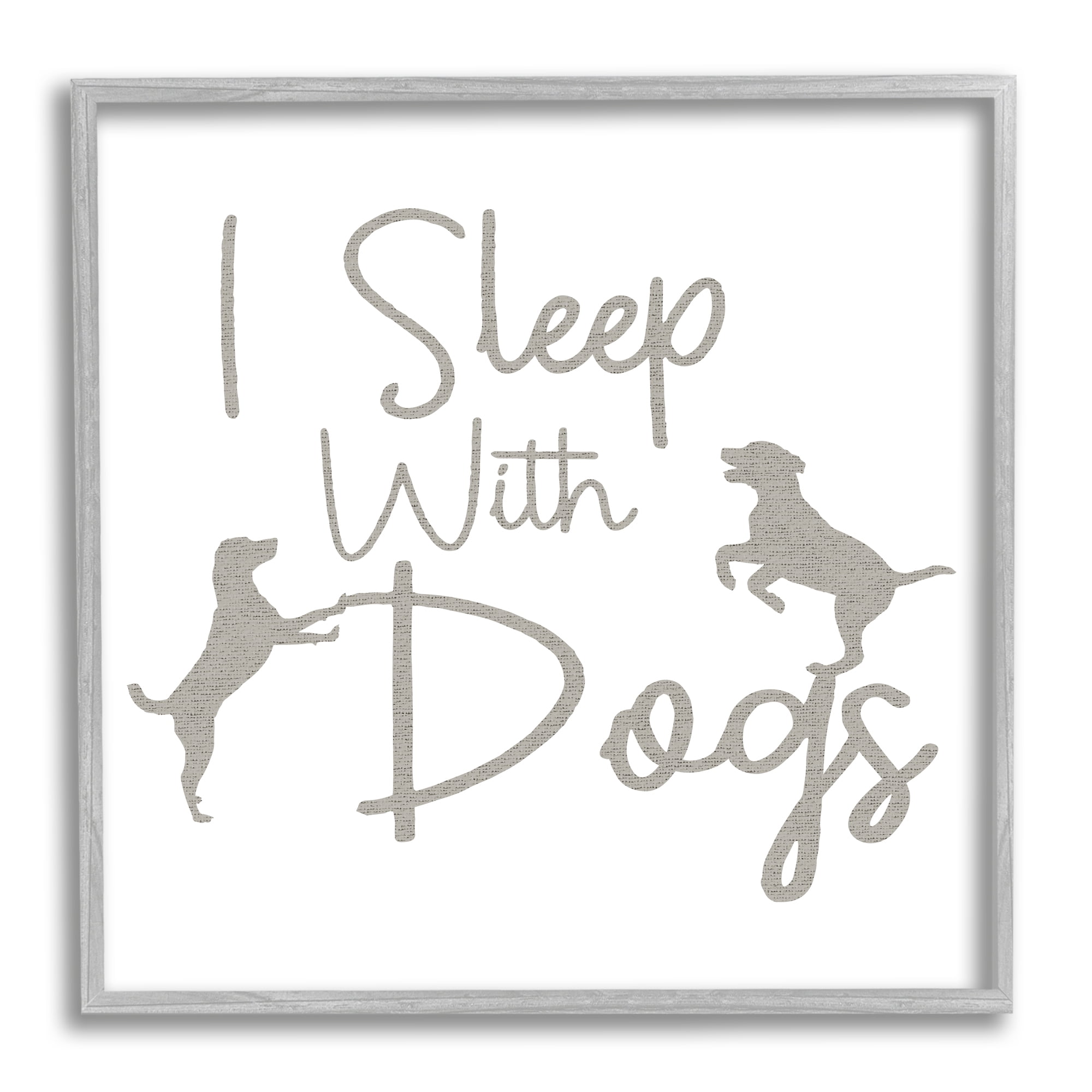 Stupell I Sleep With Dogs Funny Pet Phrase Animals & Insects Painting Gray Framed Art Print Wall Art