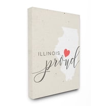 Stupell Illinois Proud with Heart Stretched Canvas Wall Art 16 x 20