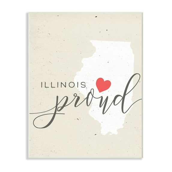 Stupell Illinois Proud with Heart Wall Plaque Art 13 x 19