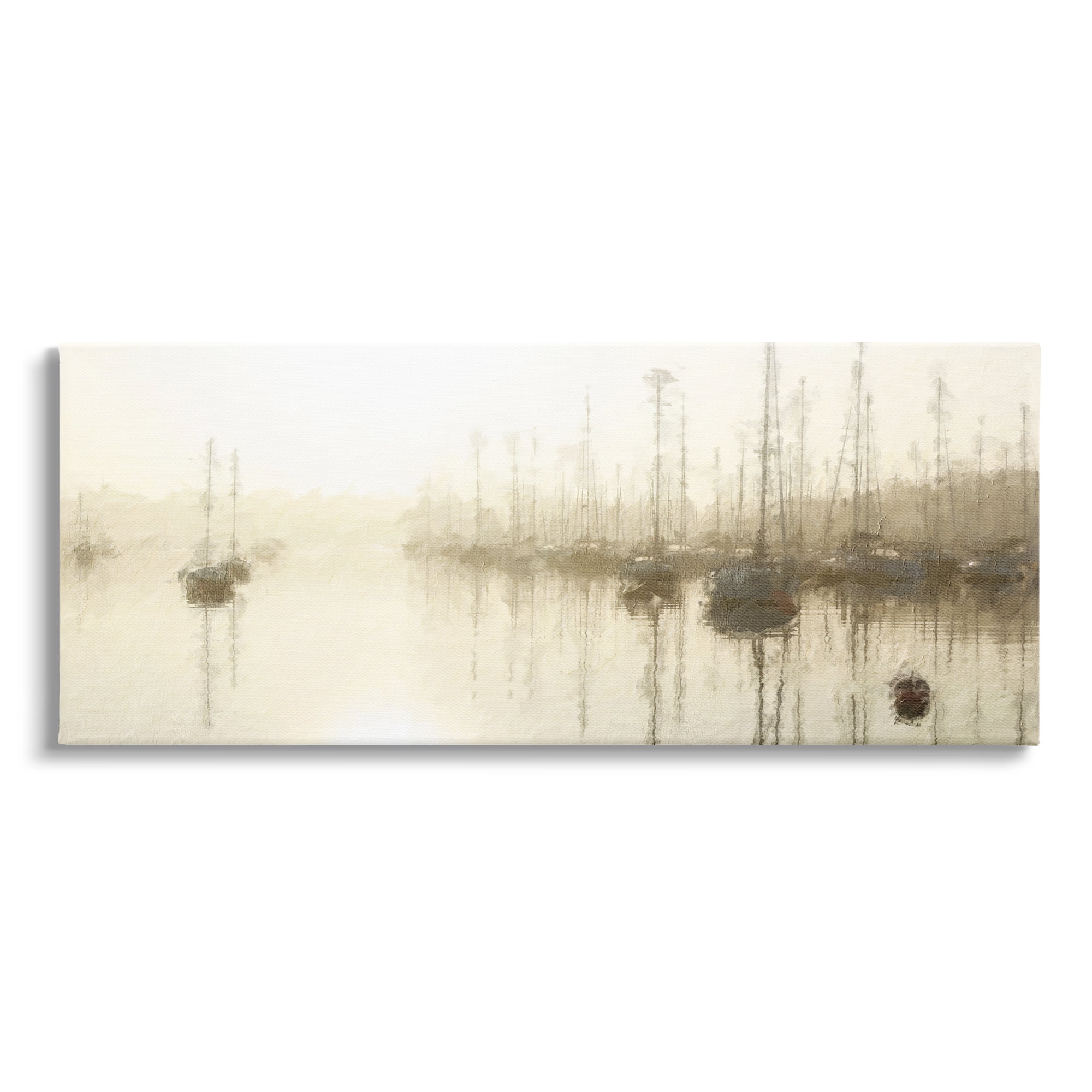 Stupell Impressionist Marina Boats Reflection Landscape Painting Gallery Wrapped Canvas Print Wall Art
