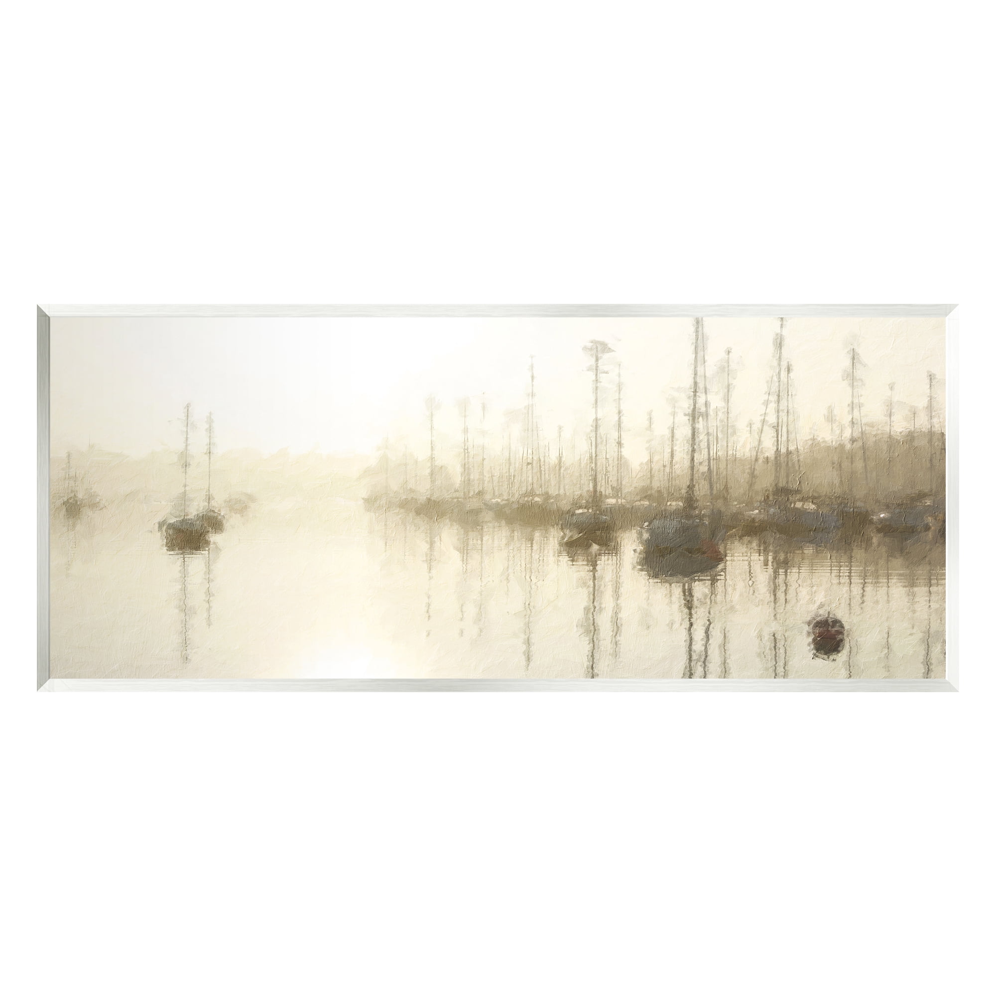 Stupell Impressionist Marina Boats Reflection Landscape Painting Wall Plaque Unframed Art Print Wall Art