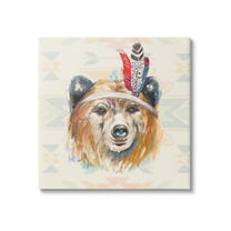 Stupell Indigenous Bear Geometric Wildlife Animals & Insects Painting Gallery Wrapped Canvas Print Wall Art