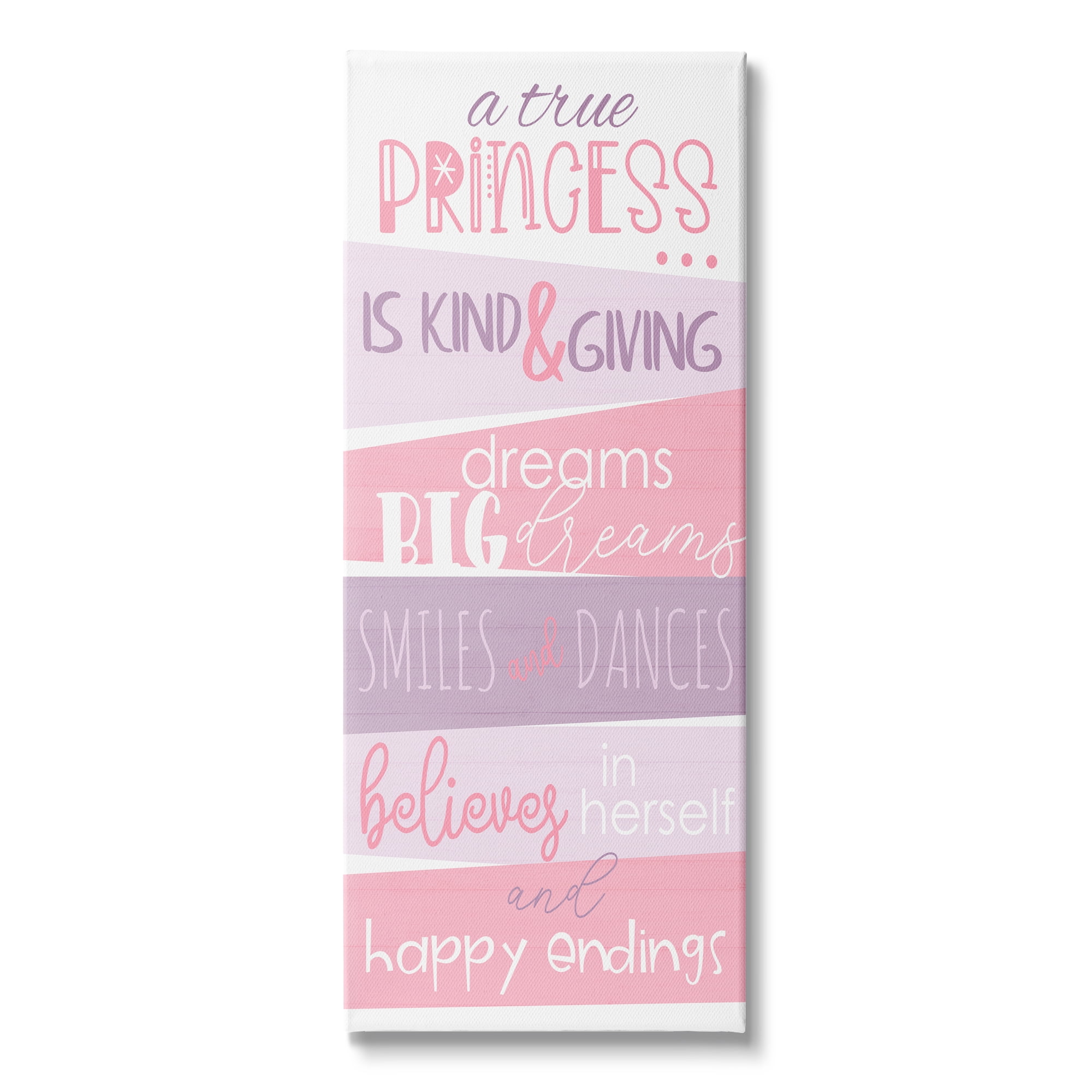 Stupell Indtries A True Princess Motivational List Pink Purple Phrases,10 x 24,Design by Anna Quach