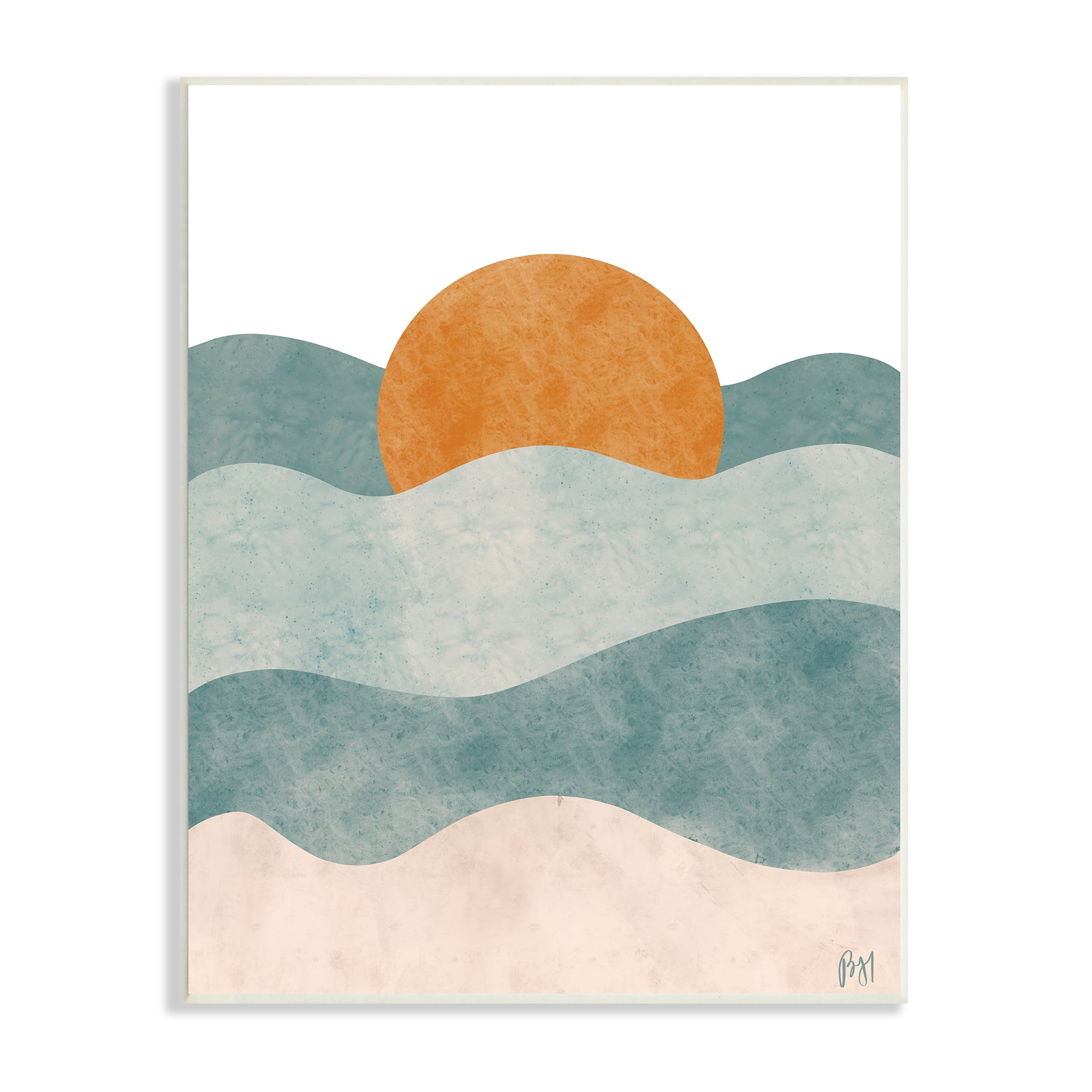Stupell Indtries Abstract Beach Sunrise Layered Shape Ocean Waves,10 x 15,Design by Birch&Ink
