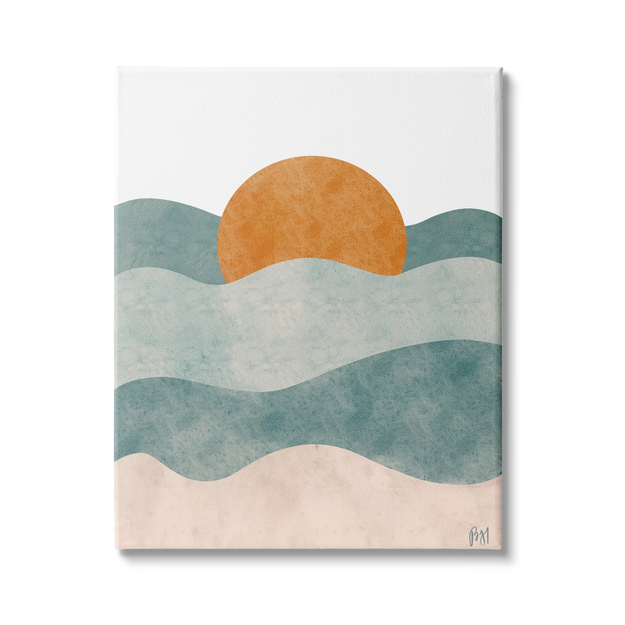Abstract Beach Sunrise Ocean Waves Canvas Wall Art, 16 x 20