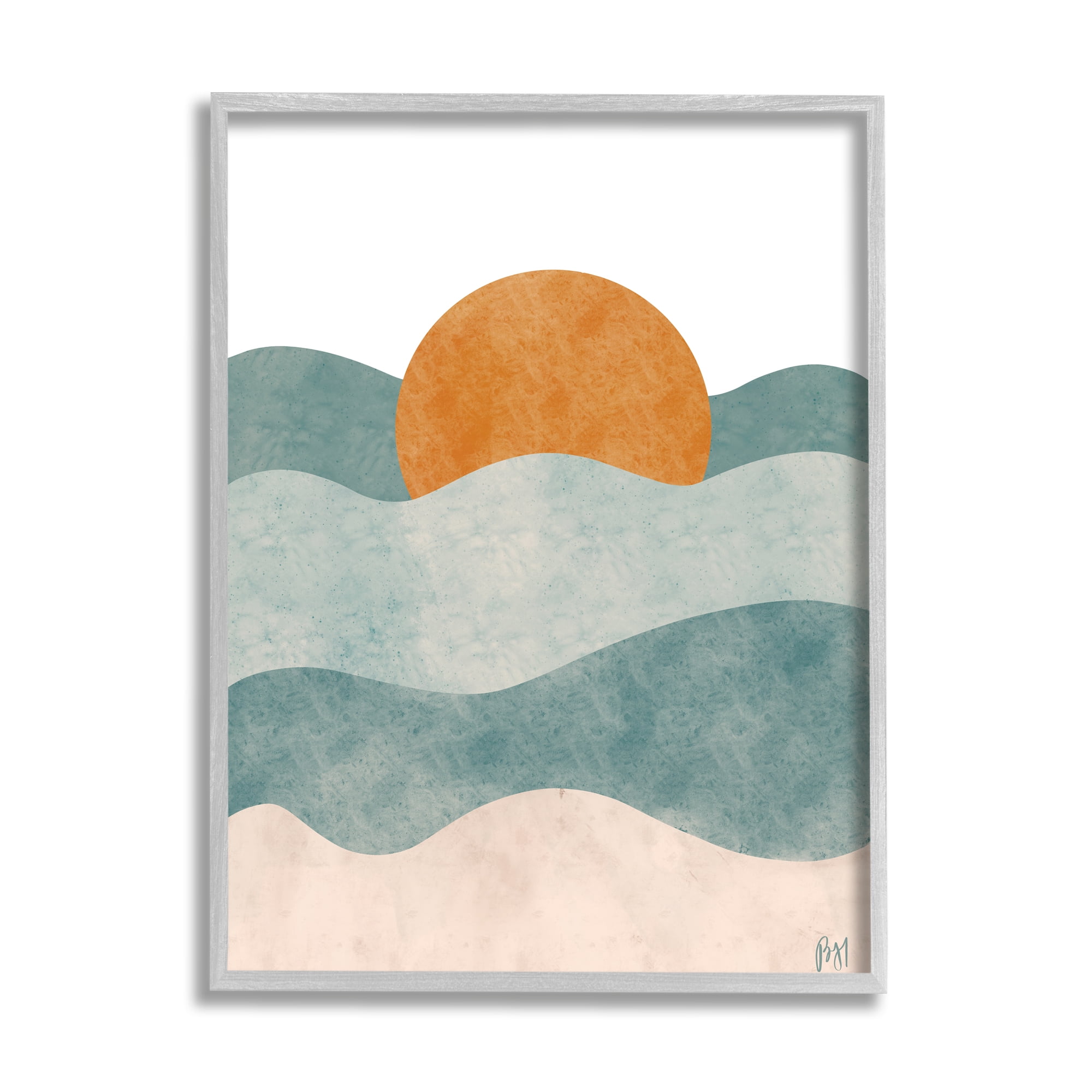 Stupell Indtries Abstract Beach Sunrise Layered Shape Ocean Waves,24 x 30,Design by Birch&Ink