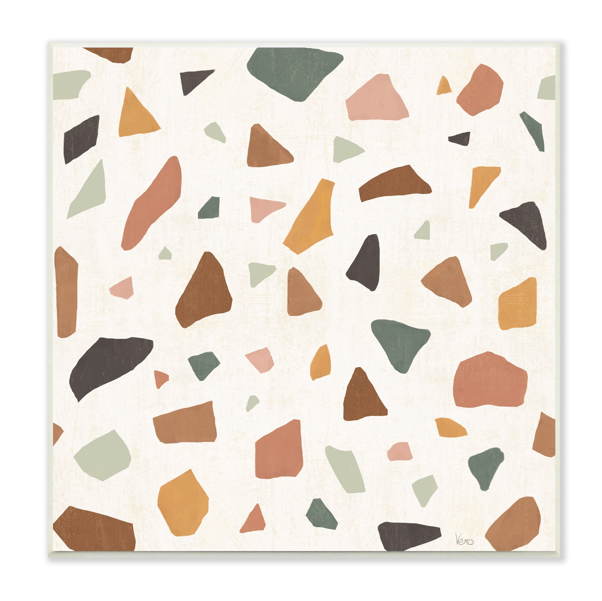 Stupell Indtries Abstract Confetti Rock Shapes Neutral Brown Orange Grey,12 x 12,Design by Veronique Charron