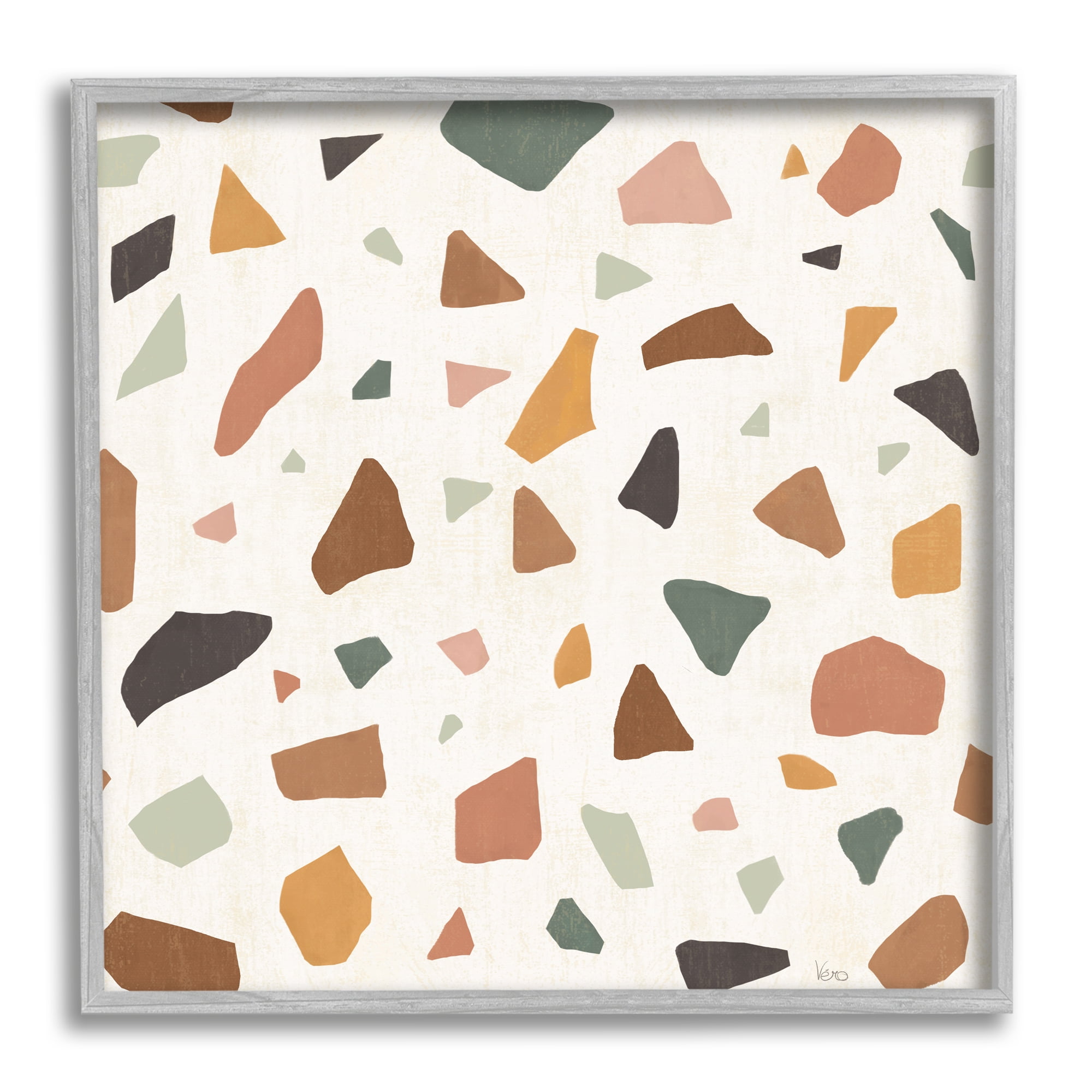 Stupell Indtries Abstract Confetti Rock Shapes Neutral Brown Orange Grey,17 x 17,Design by Veronique Charron