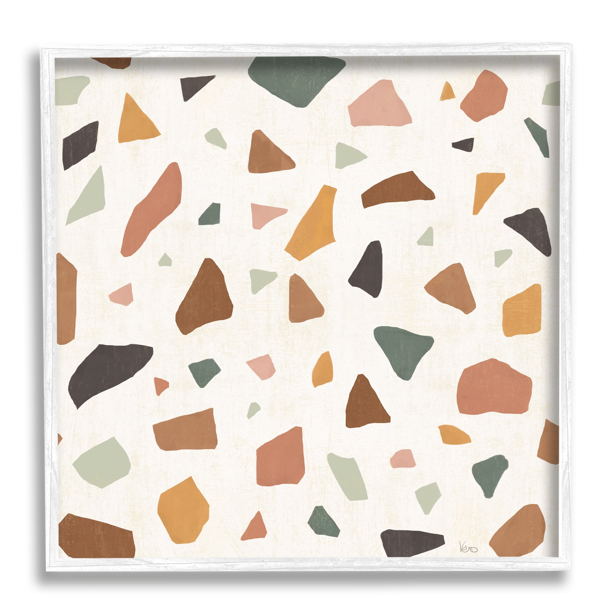 Stupell Indtries Abstract Confetti Rock Shapes Neutral Brown Orange Grey,17 x 17,Design by Veronique Charron