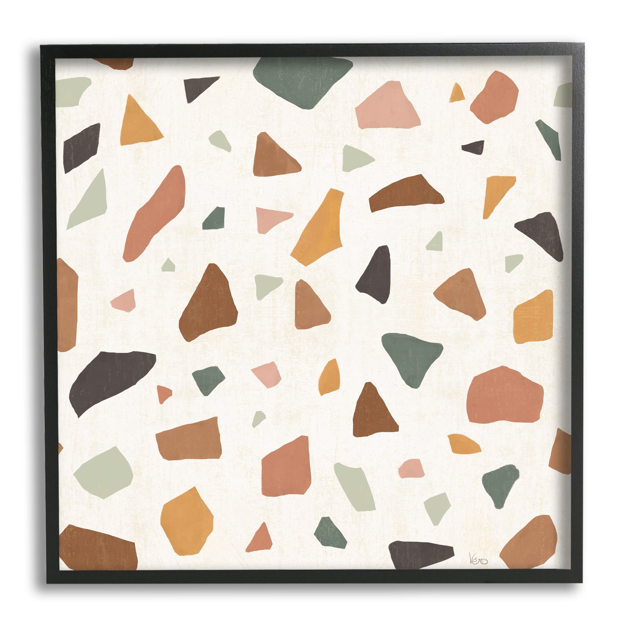 Stupell Indtries Abstract Confetti Rock Shapes Neutral Brown Orange Grey,24 x 24,Design by Veronique Charron