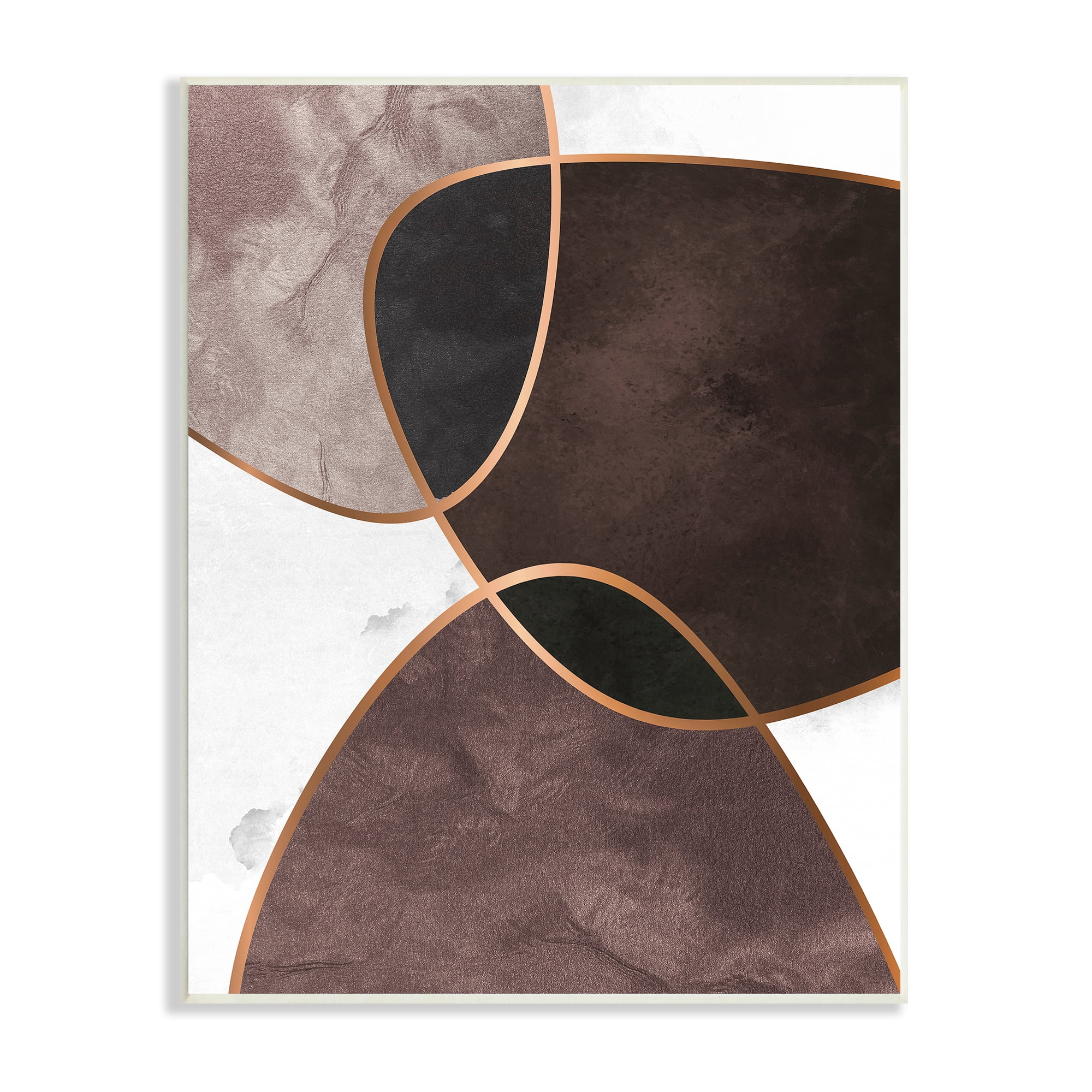 Stupell Indtries Abstract Deco Shapes Layered Contrasting Tones Brown Purple,10 x 15,Design by Design Fabrikken