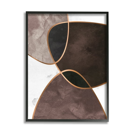 Stupell Indtries Abstract Deco Shapes Layered Contrasting Tones Brown Purple,11 x 14,Design by Design Fabrikken