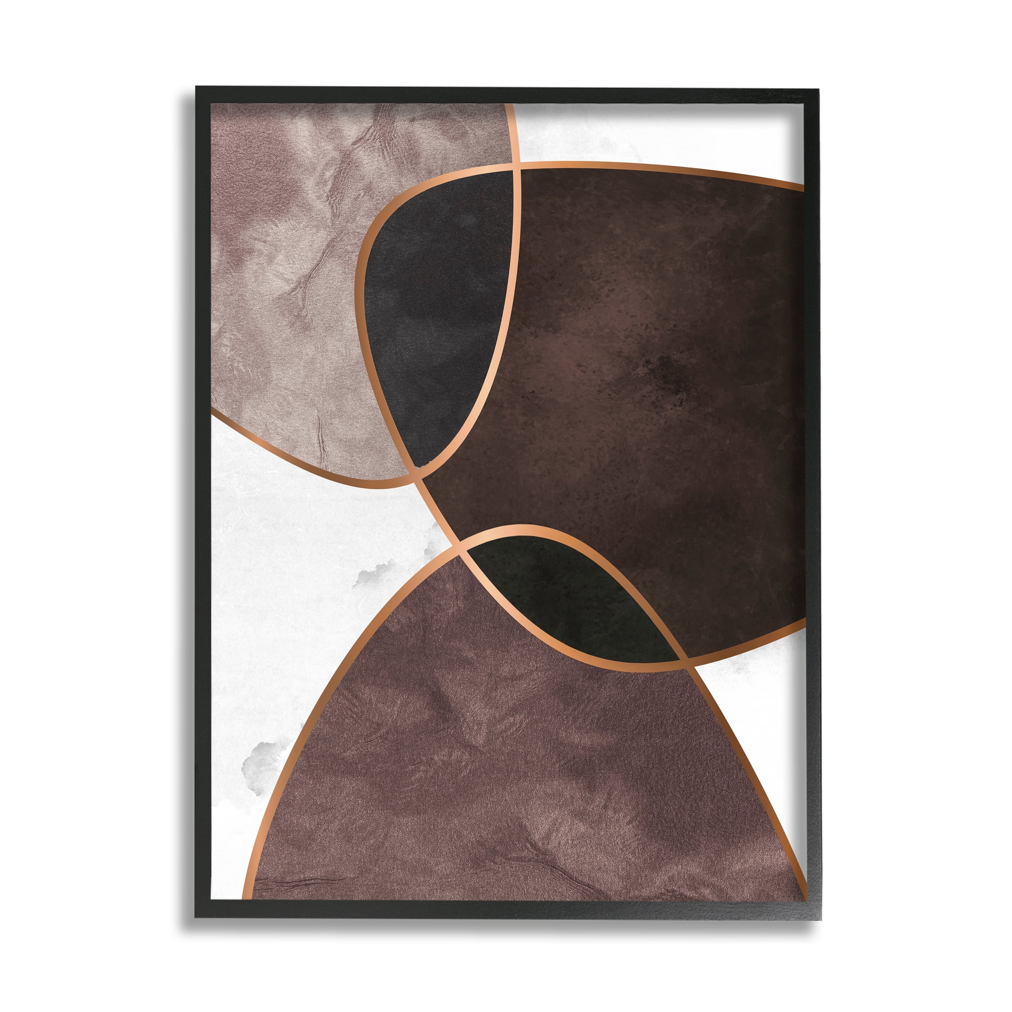 Stupell Indtries Abstract Deco Shapes Layered Contrasting Tones Brown Purple,24 x 30,Design by Design Fabrikken
