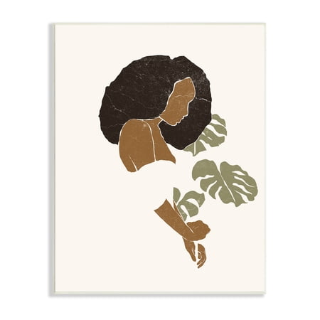 Stupell Indtries Abstract Female Portrait Monsteras Minimal Earth Tones,13 x 19,Design by Yuyu Pont