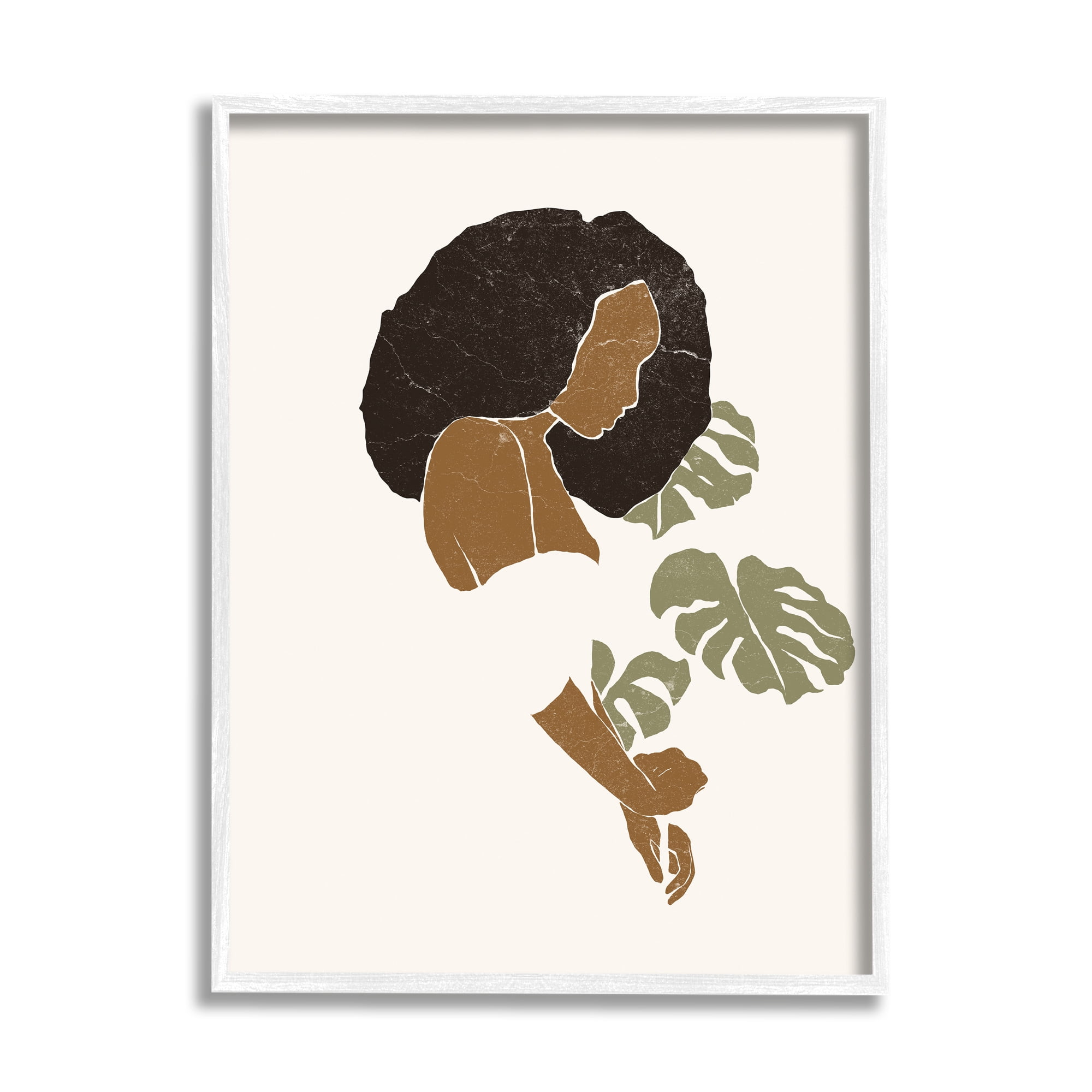 Stupell Indtries Abstract Female Portrait Monsteras Minimal Earth Tones,16 x 20,Design by Yuyu Pont