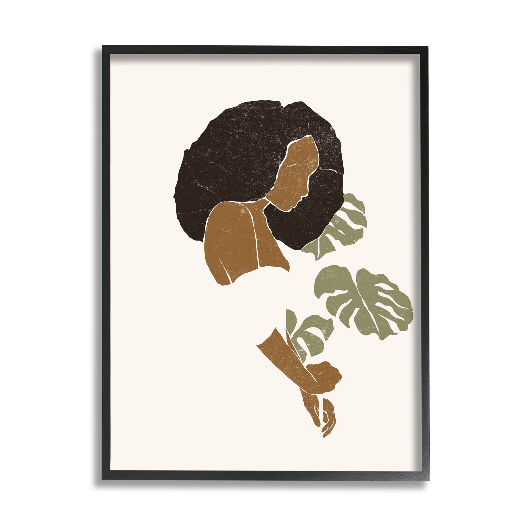 Stupell Indtries Abstract Female Portrait Monsteras Minimal Earth Tones,16 x 20,Design by Yuyu Pont