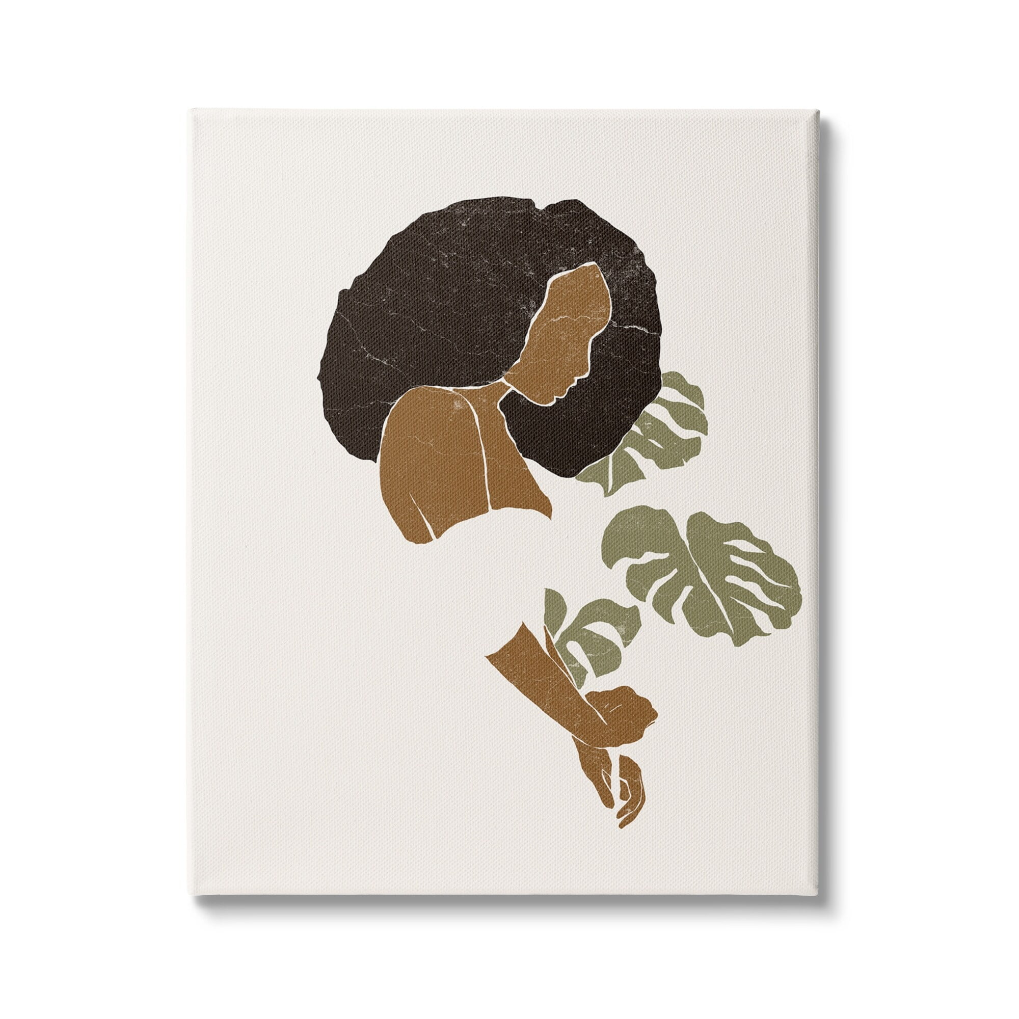 Stupell Indtries Abstract Female Portrait Monsteras Minimal Earth Tones,36 x 48,Design by Yuyu Pont