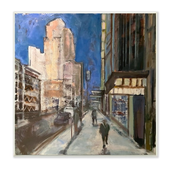Stupell Indtries Abstract Figures Walking Urban City Streets Blue Sky,12 x 12,Design by Snne Marie