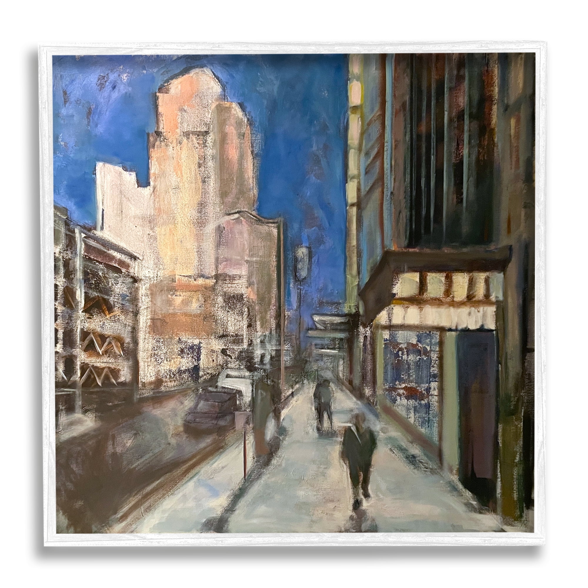 Stupell Indtries Abstract Figures Walking Urban City Streets Blue Sky,24 x 24,Design by Snne Marie