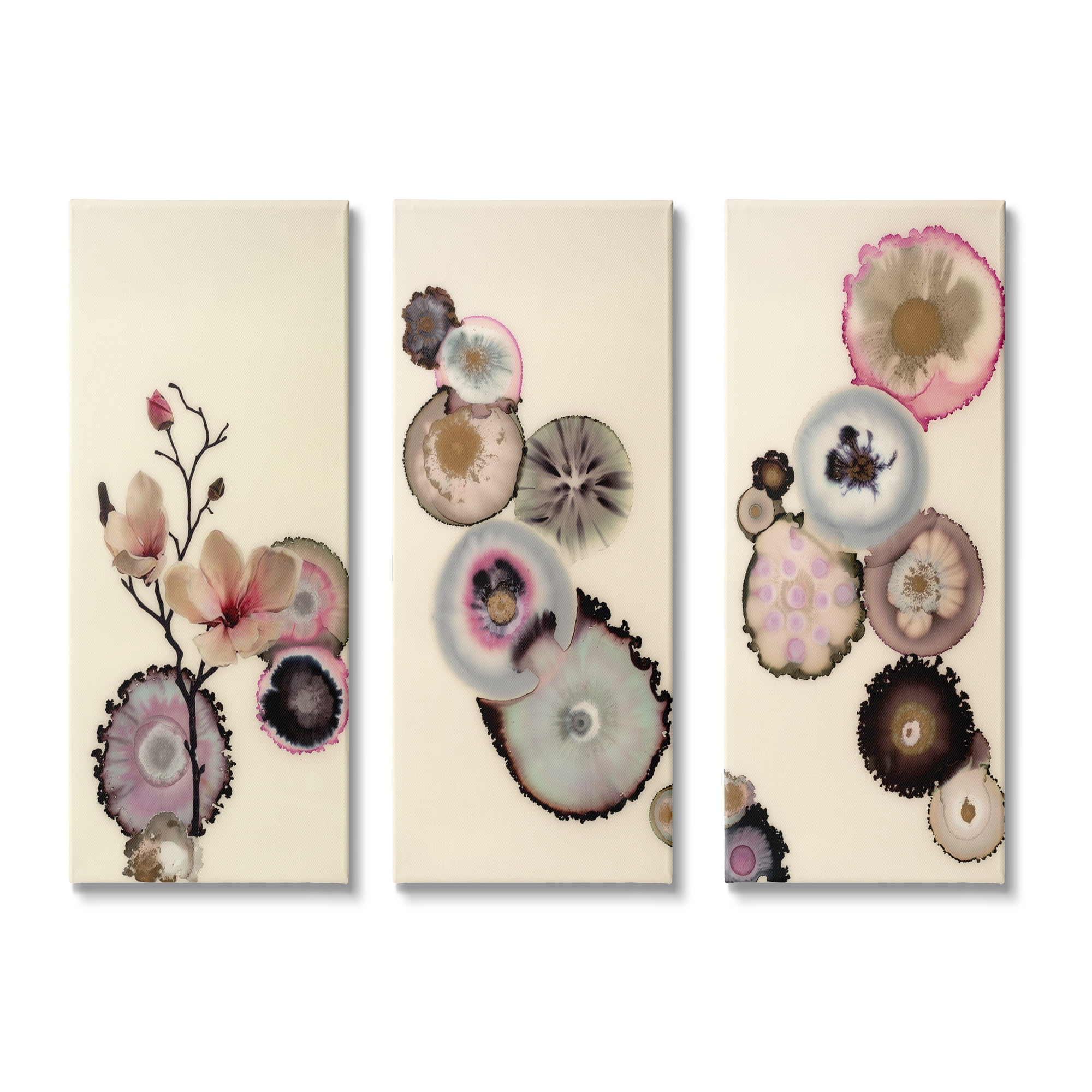 Stupell Indtries Abstract Flower On Layered Pink Purple Grey Fractals,10 x 24,Design by Laura Van Horne