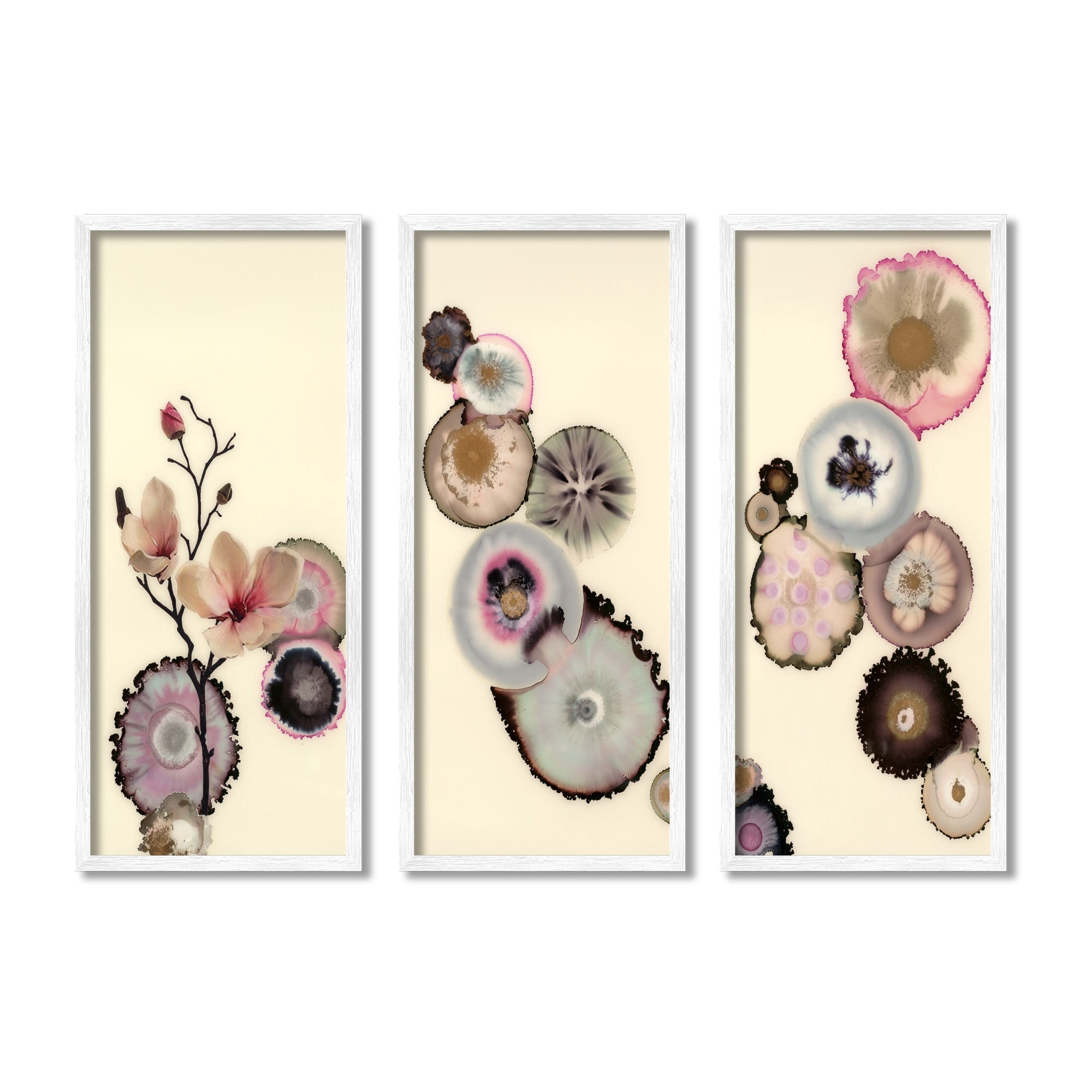 Stupell Indtries Abstract Flower On Layered Pink Purple Grey Fractals,10 x 24,Design by Laura Van Horne