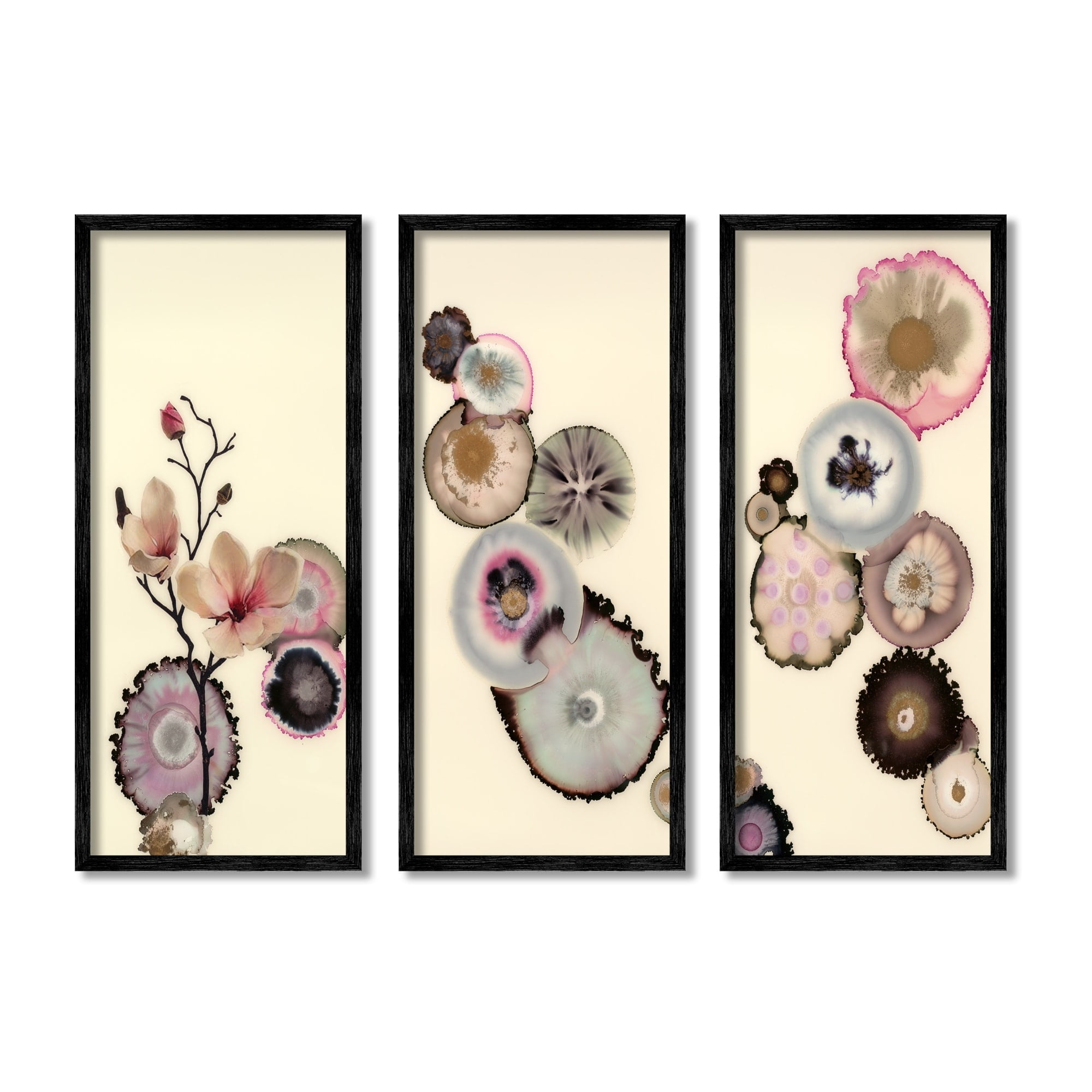 Stupell Indtries Abstract Flower On Layered Pink Purple Grey Fractals,10 x 24,Design by Laura Van Horne