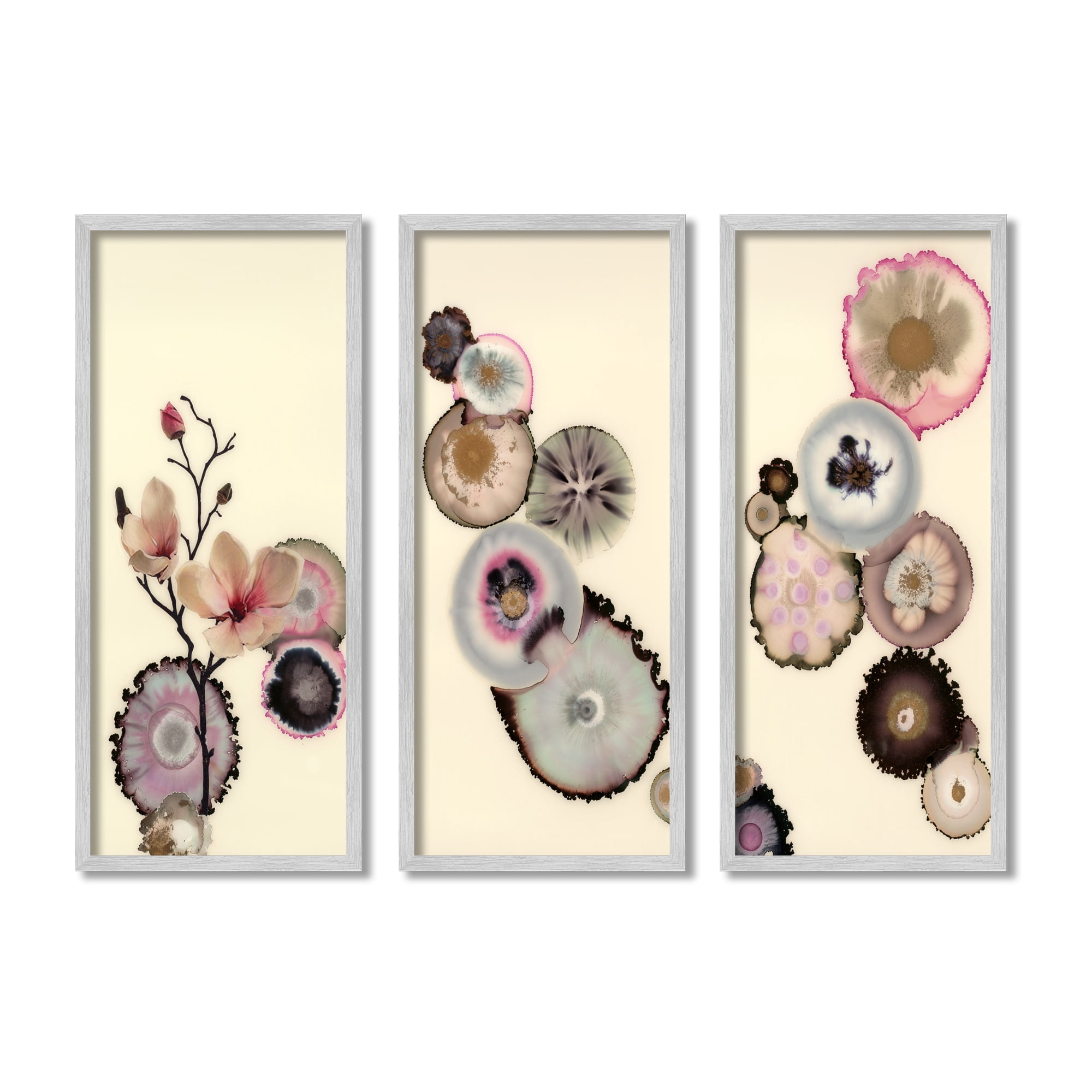 Stupell Indtries Abstract Flower On Layered Pink Purple Grey Fractals,10 x 24,Design by Laura Van Horne