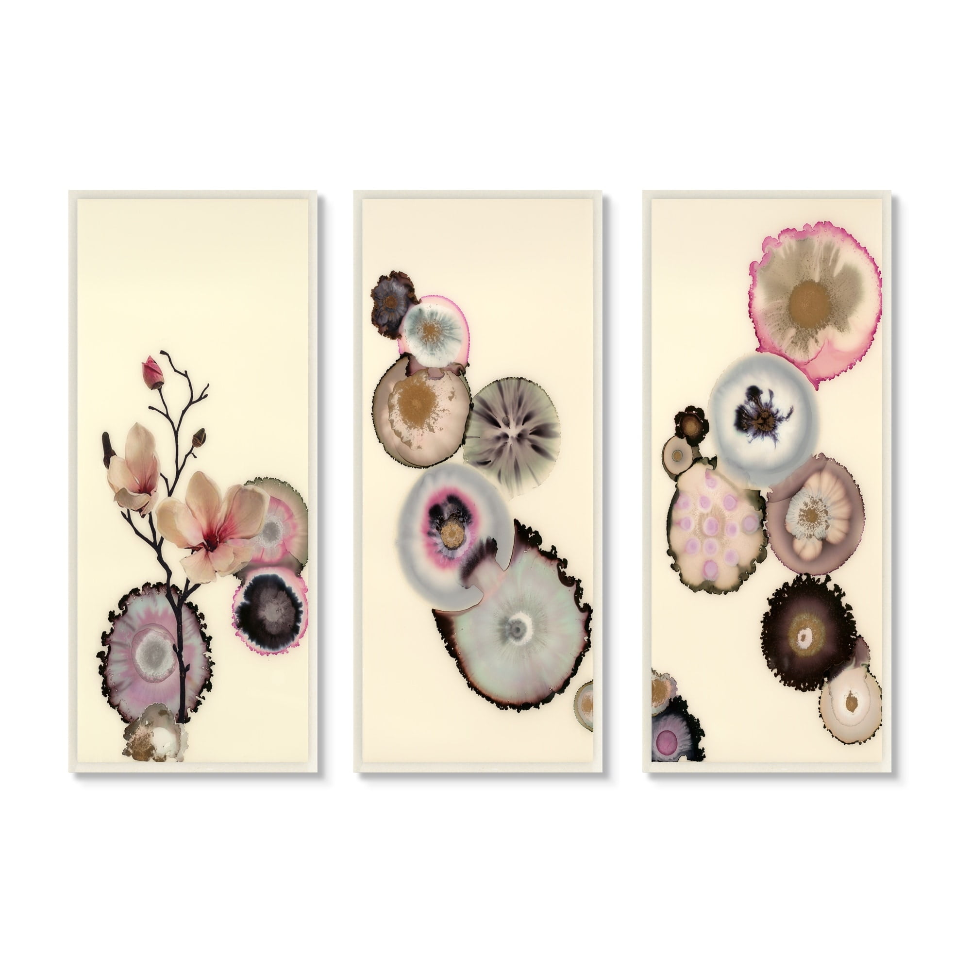 Stupell Indtries Abstract Flower On Layered Pink Purple Grey Fractals,7 x 17,Design by Laura Van Horne