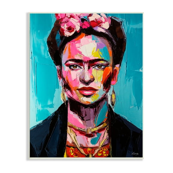 Stupell Indtries Abstract Frida Portrait Contemporary Paint Patch Collage,13 x 19,Design by Lana Tikhonova