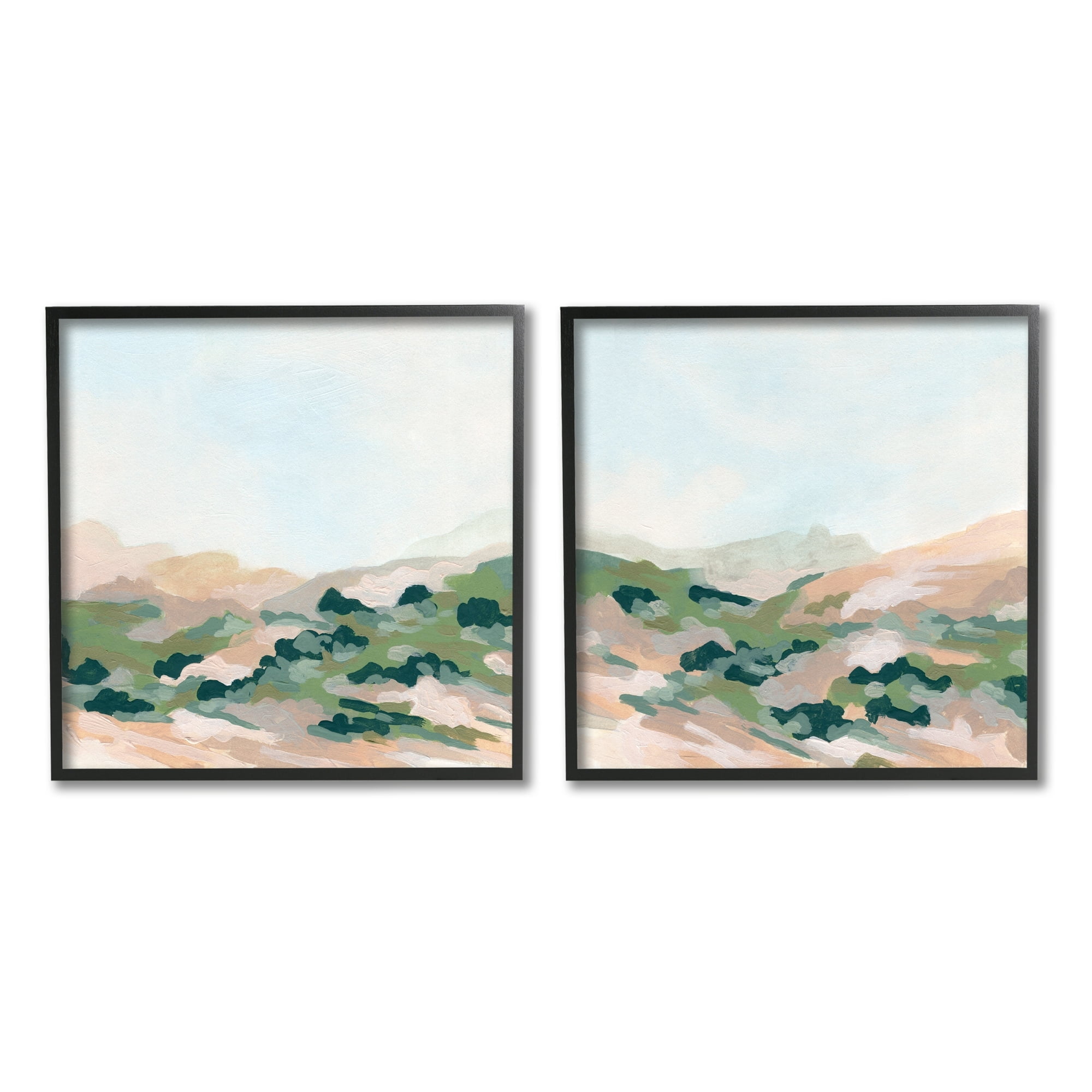 Stupell Indtries Abstract Mountain Forest Clear Sky Beige Green,12 x 12,Design by June Erica Vess