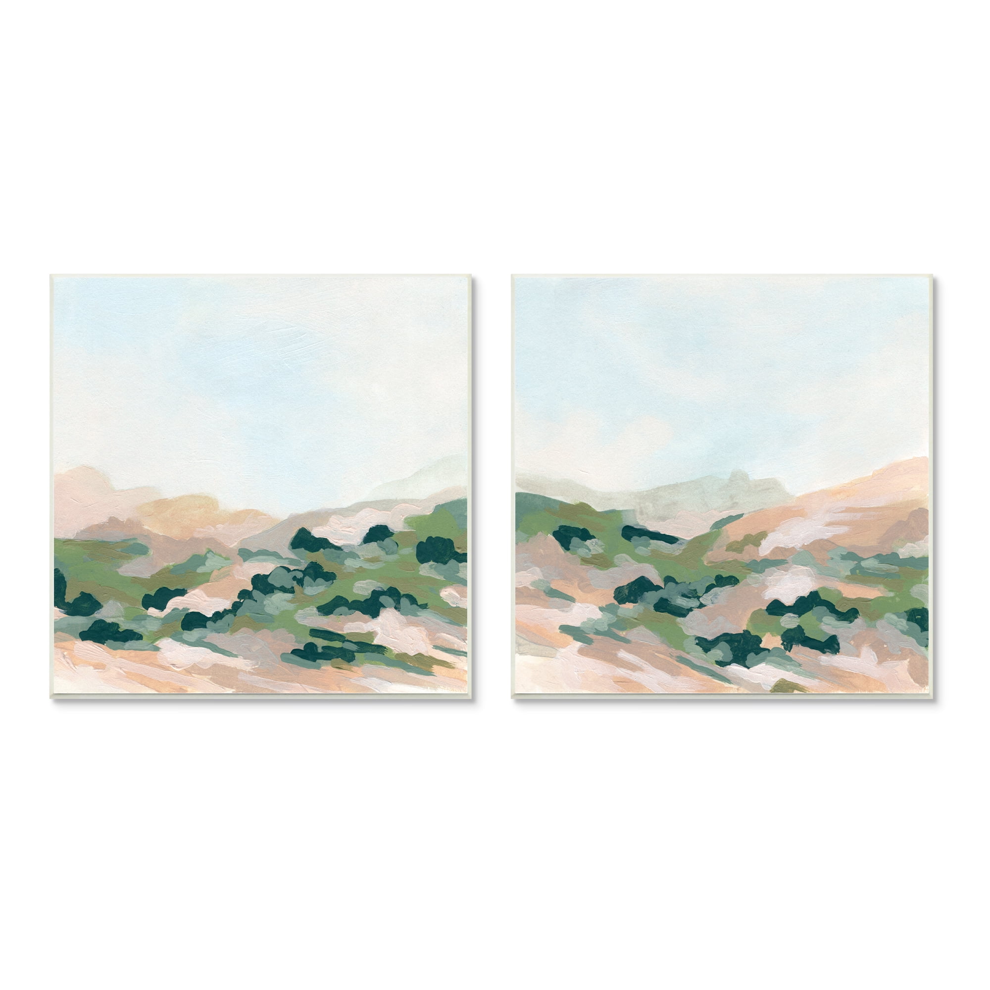 Stupell Indtries Abstract Mountain Forest Clear Sky Beige Green,12 x 12,Design by June Erica Vess