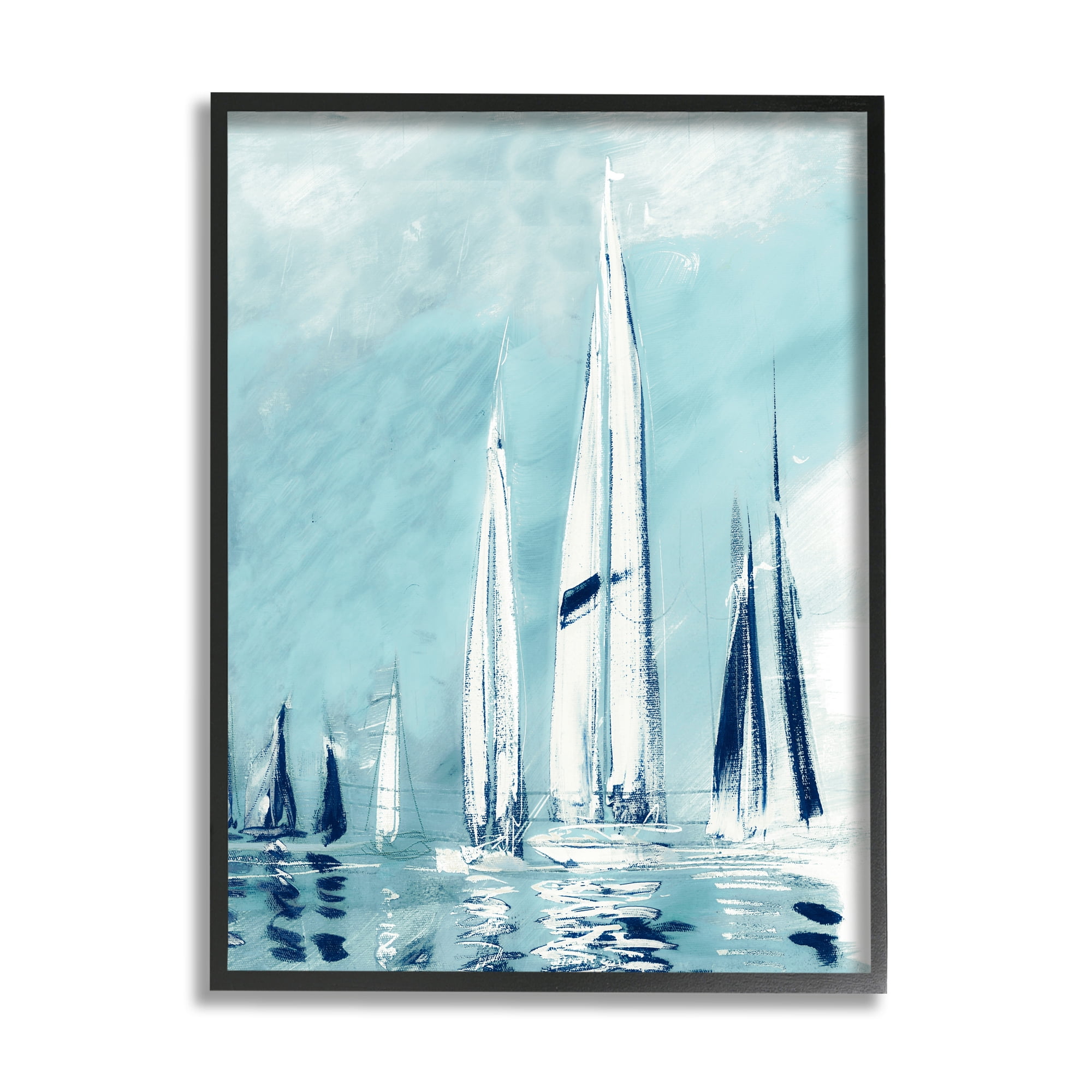 Stupell Indtries Abstract Nautical Row of Sail Boats Fluid Blue,24 x 30,Design by Dan Meneely