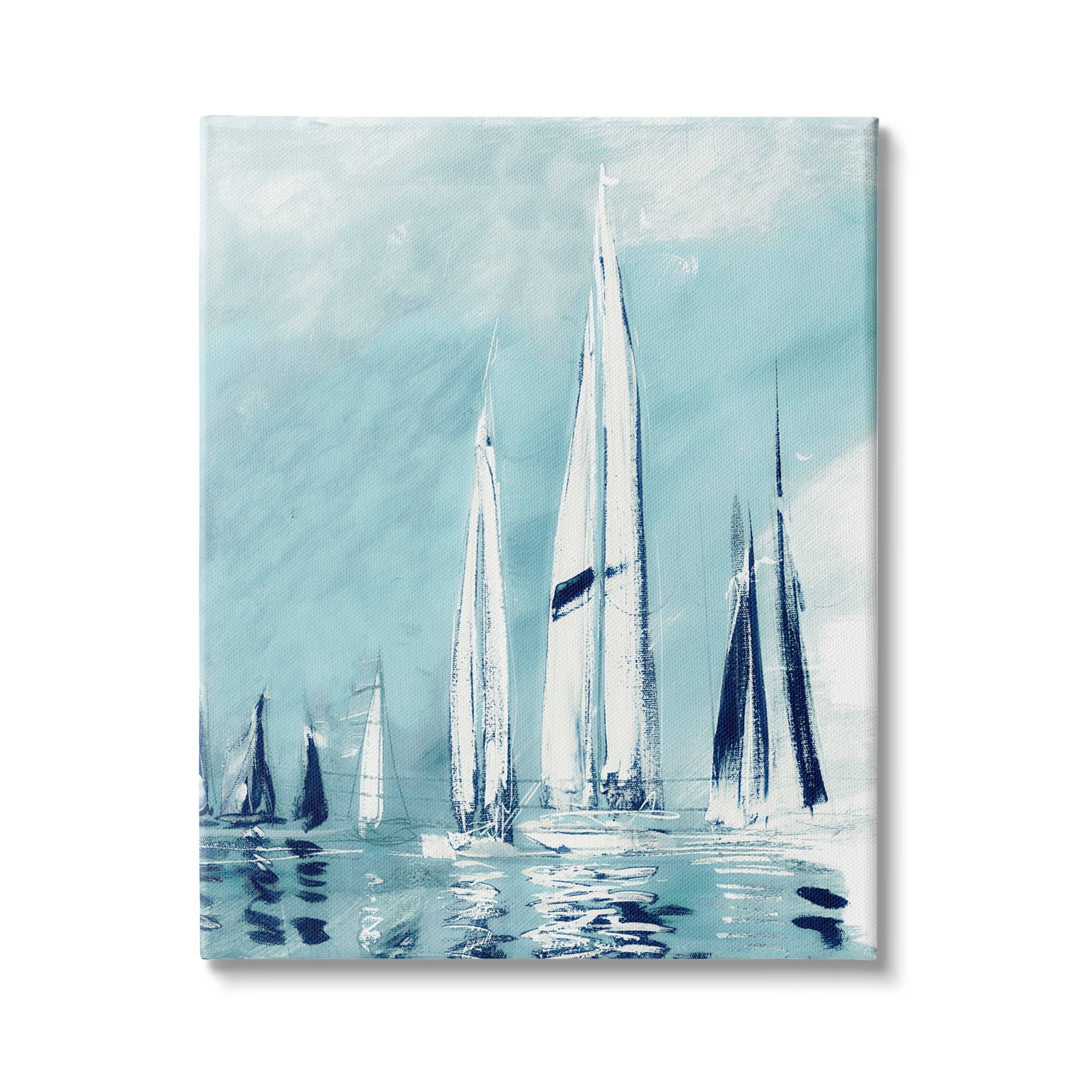 Stupell Indtries Abstract Nautical Row of Sail Boats Fluid Blue,30 x 40,Design by Dan Meneely
