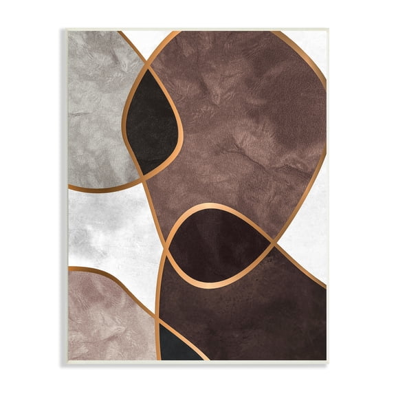 Stupell Indtries Abstract Organic Layered Shapes Brown Blh Contrasting Tones,10 x 15,Design by Design Fabrikken