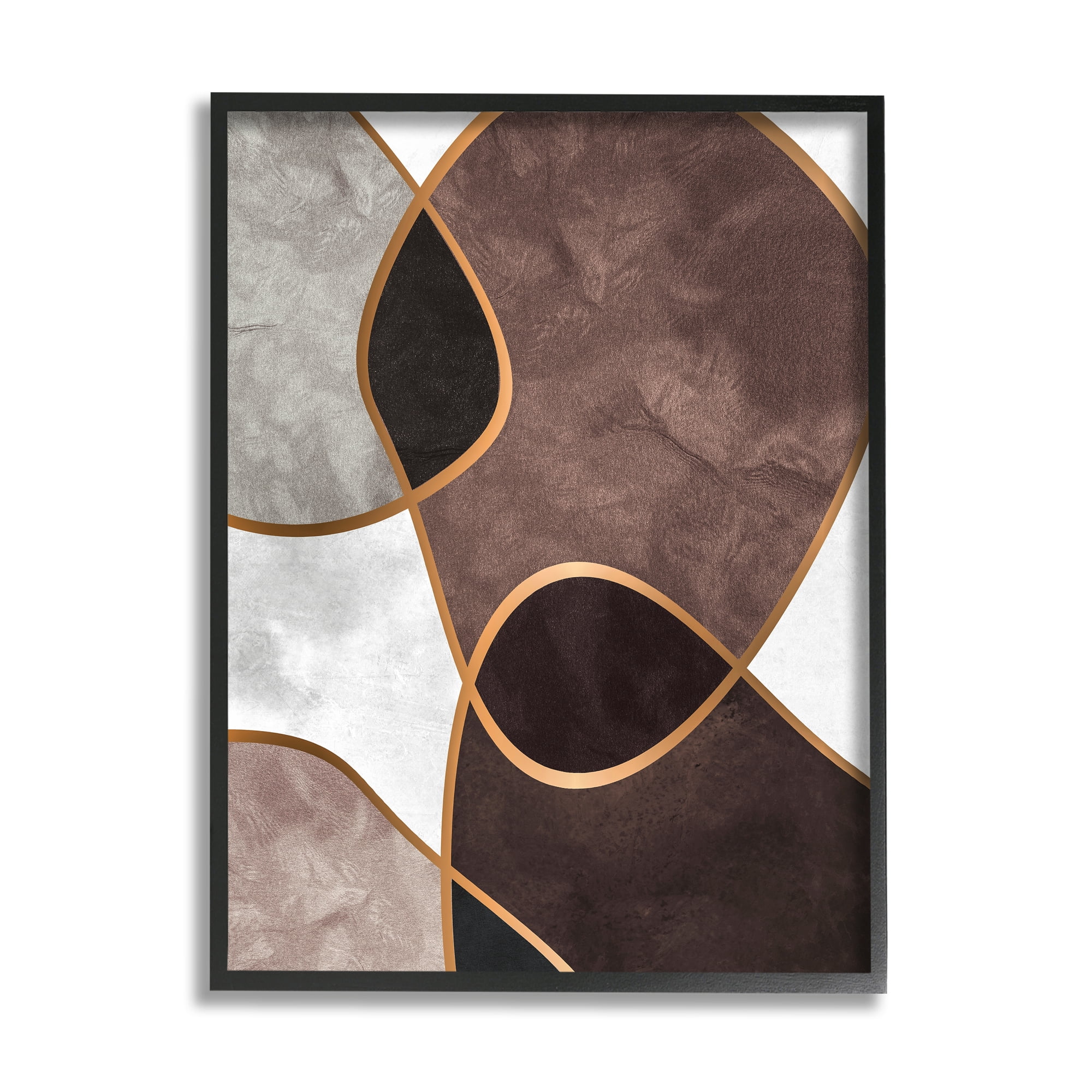 Abstract Organic Layered Shapes Brown and Black Canvas Print