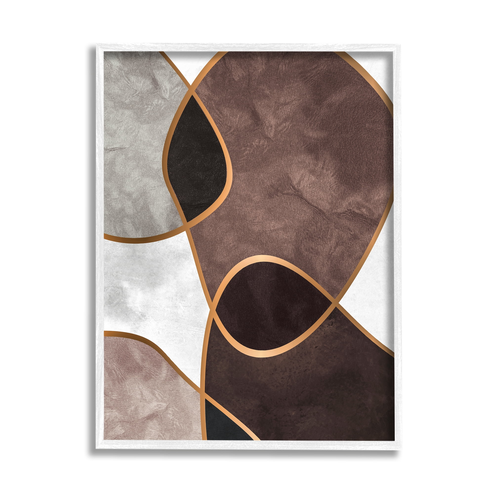Stupell Indtries Abstract Organic Layered Shapes Brown Blh Contrasting Tones,16 x 20,Design by Design Fabrikken