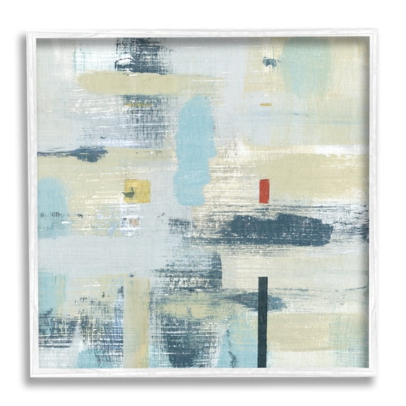 Stupell Indtries Abstract Paint Stroke Collage Blue Beige Woven Pattern,12 x 12,Design by Sn Jill