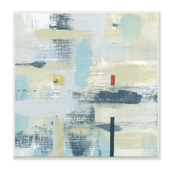 Stupell Indtries Abstract Paint Stroke Collage Blue Beige Woven Pattern,12 x 12,Design by Sn Jill