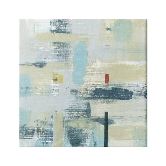 Stupell Indtries Abstract Paint Stroke Collage Blue Beige Woven Pattern,24 x 24,Design by Sn Jill