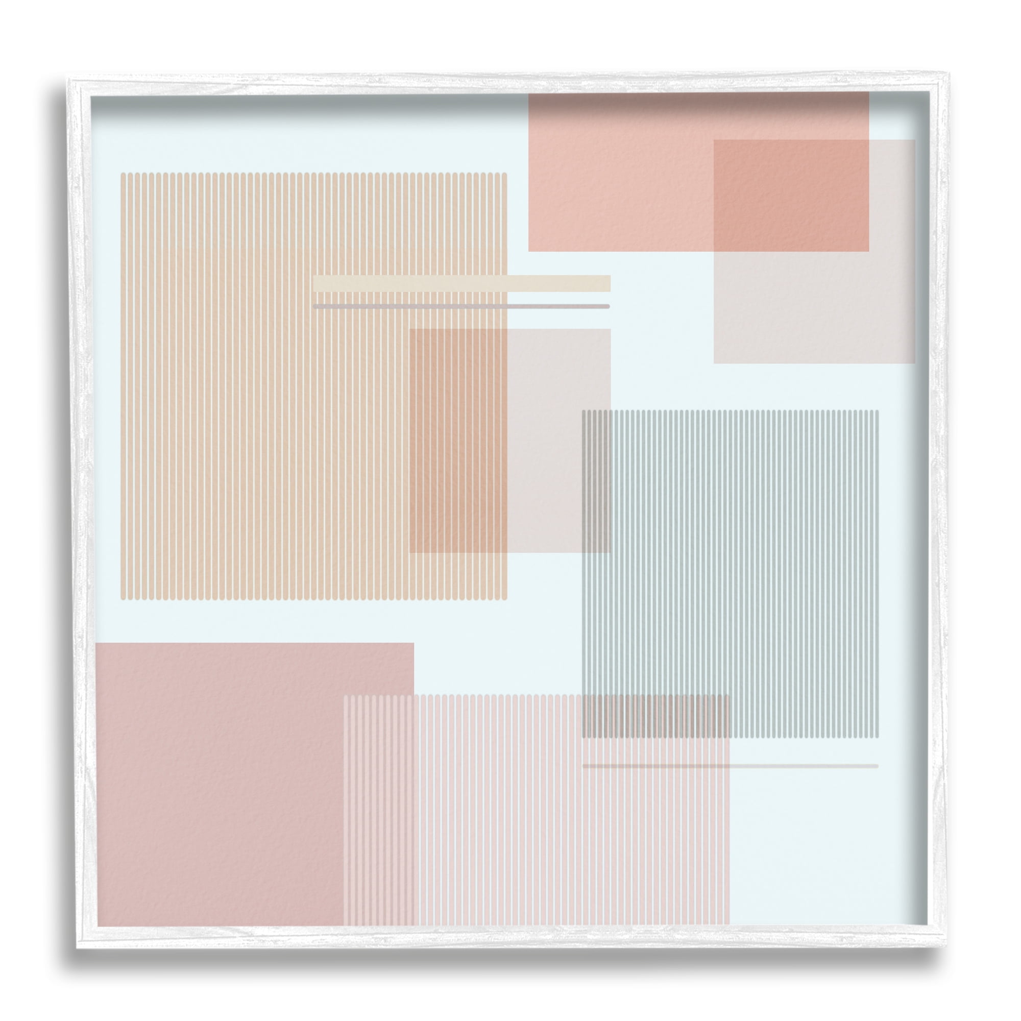 Stupell Indtries Abstract Patterned Squares Indtrial Geometric Shapes Pink Grey,17 x 17,Design by Melissa Wang